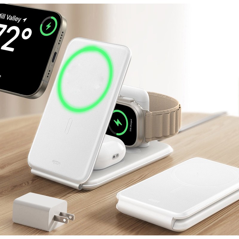 Magnetic Wireless Power Bank 10000mAh with Built-in Cable (MagSafe-compatible alignment)