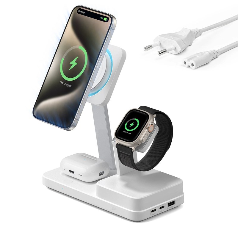 Magnetic Wireless Power Bank 10000mAh with Foldable Stand (MagSafe-compatible alignment)