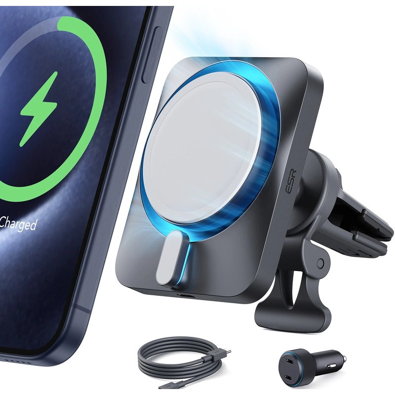 Magnetic Wireless Car Mount Power Bank 10000mAh (MagSafe-compatible alignment)